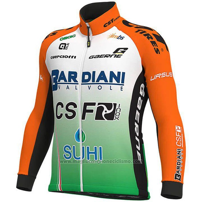 2019 Abbigliamento Ciclismo Bardiani Csf Verde Arancione Manica Lunga e Salopette